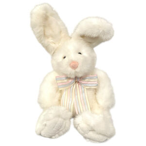 Russ Plus Russ Berrie Bunny Rabbit Plush 6113 Bendable Ears White Pastel Ribbon